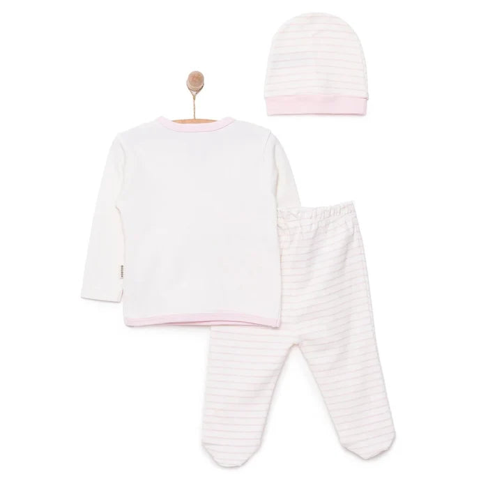 Bebbek Girls Vest Hat & Footed Bottom Set Peter Pan Collar - Ecru Ecru - ebebek