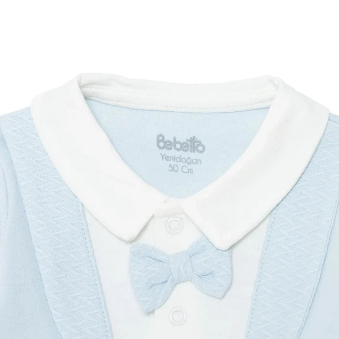 Bebetto Boys 5 - Piece Newborn Hospital Set Snap Fastening Little Boss Shirt Collar Full Length Long S - Blue Blue - ebebek