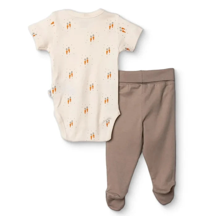 Bebetto Boys Bodysuit & Footed Bottom Set Animal Print Snap Fastening Baby Carrot Crew Neck Full Len - Brown Brown - ebebek