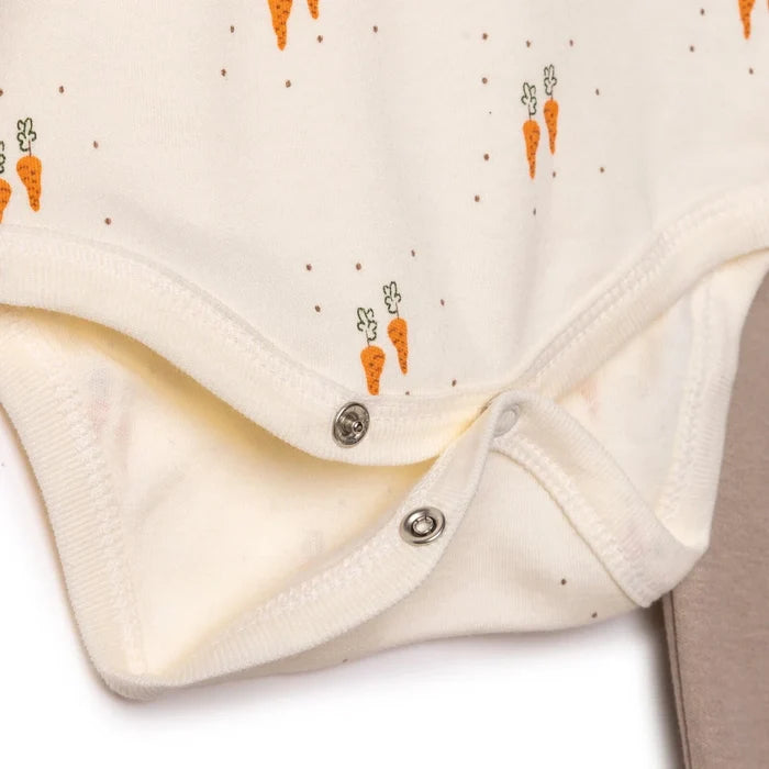 Bebetto Boys Bodysuit & Footed Bottom Set Animal Print Snap Fastening Baby Carrot Crew Neck Full Len - Brown Brown - ebebek
