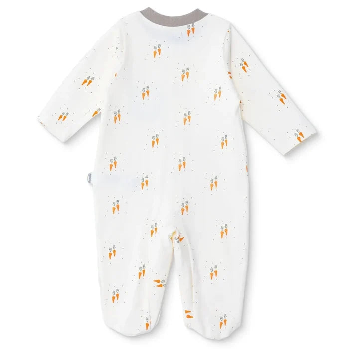 Bebetto Boys Footed Sleepsuit Animal Print Snap Fastening Baby Carrot Crew Neck Full Length Long Sle - Ecru Ecru - ebebek