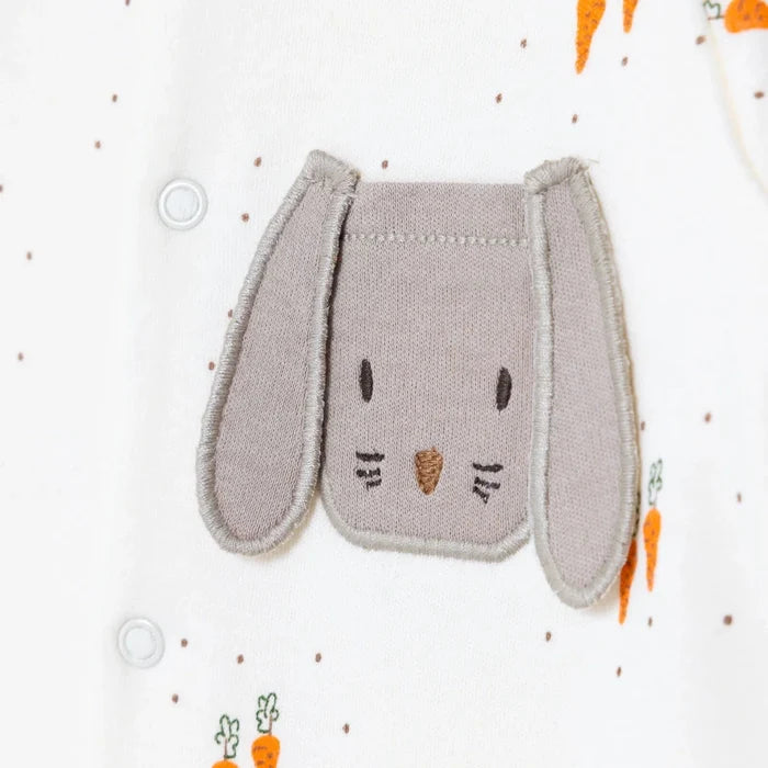 Bebetto Boys Footed Sleepsuit Animal Print Snap Fastening Baby Carrot Crew Neck Full Length Long Sle - Ecru Ecru - ebebek