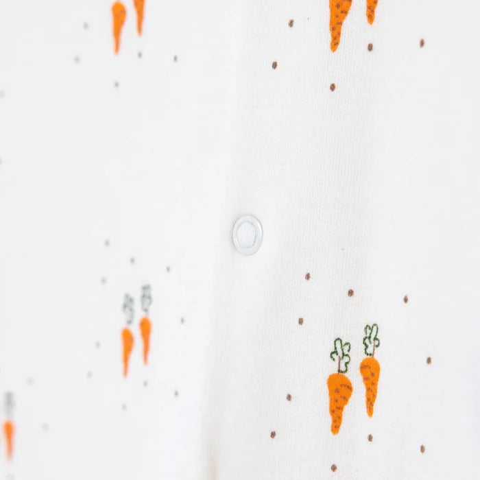 Bebetto Boys Footed Sleepsuit Animal Print Snap Fastening Baby Carrot Crew Neck Full Length Long Sle - Ecru Ecru - ebebek