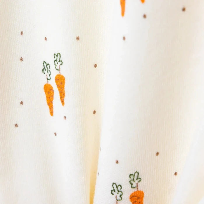 Bebetto Boys Footed Sleepsuit Animal Print Snap Fastening Baby Carrot Crew Neck Full Length Long Sle - Ecru Ecru - ebebek