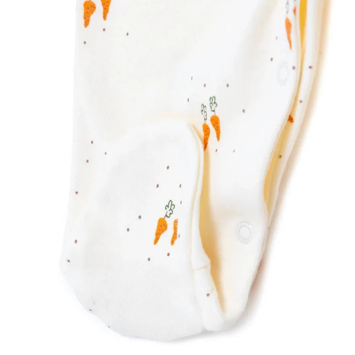 Bebetto Boys Footed Sleepsuit Animal Print Snap Fastening Baby Carrot Crew Neck Full Length Long Sle - Ecru Ecru - ebebek