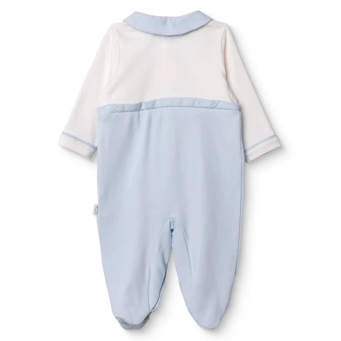 Bebetto Boys Footed Sleepsuit Snap Fastening Little Boss Shirt Collar Full Length Long Sleeve - Blue Blue - ebebek