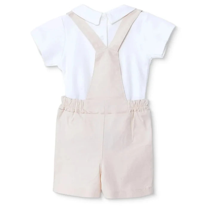 Bebetto Boys Short Dungarees & T-shirt Snap Fastening Little Boss Shirt Collar Short Length Short Sl - Beige Beige - ebebek