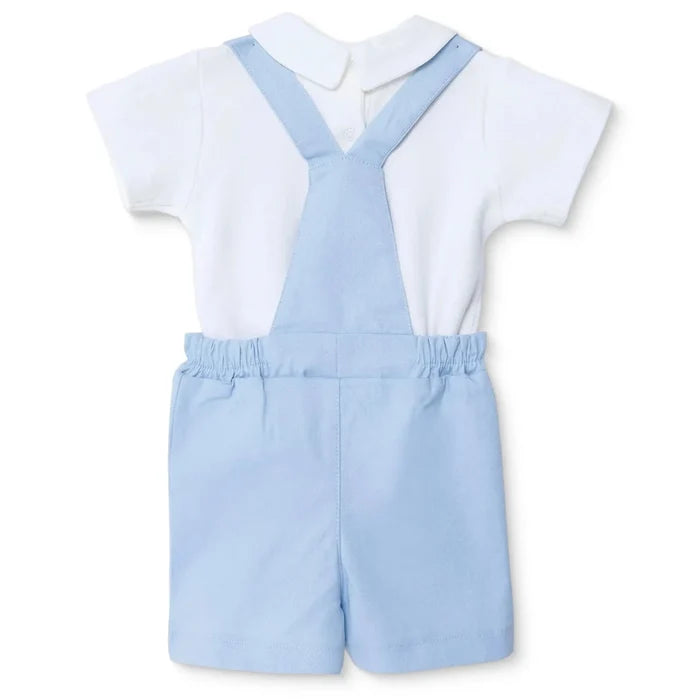 Bebetto Boys Short Dungarees & T-shirt Snap Fastening Little Boss Shirt Collar Short Length Short Sl - Blue Blue - ebebek