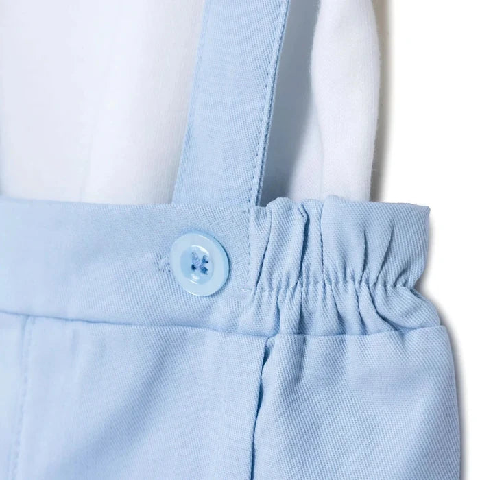 Bebetto Boys Short Dungarees & T-shirt Snap Fastening Little Boss Shirt Collar Short Length Short Sl - Blue Blue - ebebek