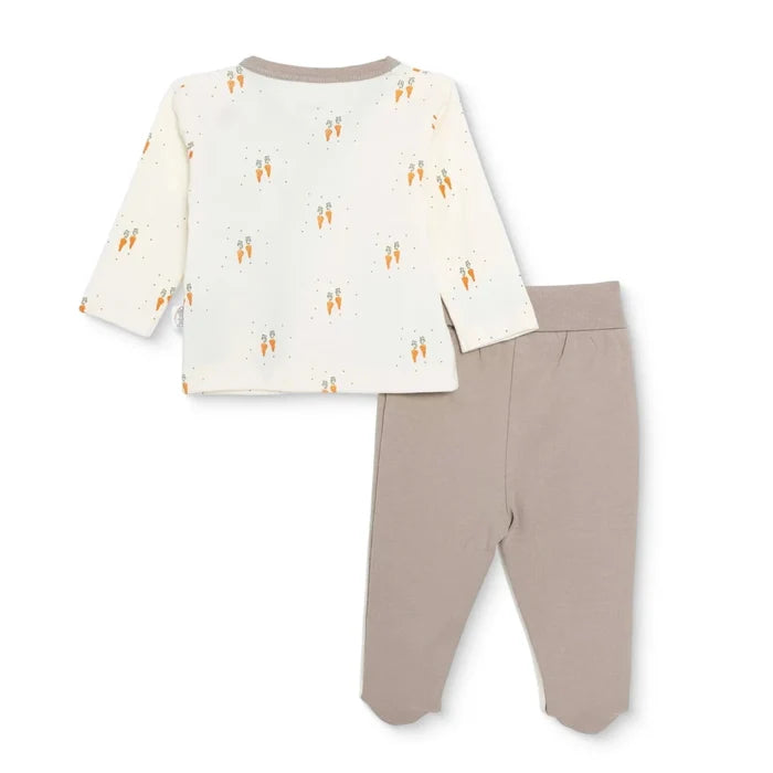 Bebetto Boys Vest Hat & Footed Bottom Set Animal Print Snap Fastening Baby Carrot Envelope Neck Full - Brown Brown - ebebek