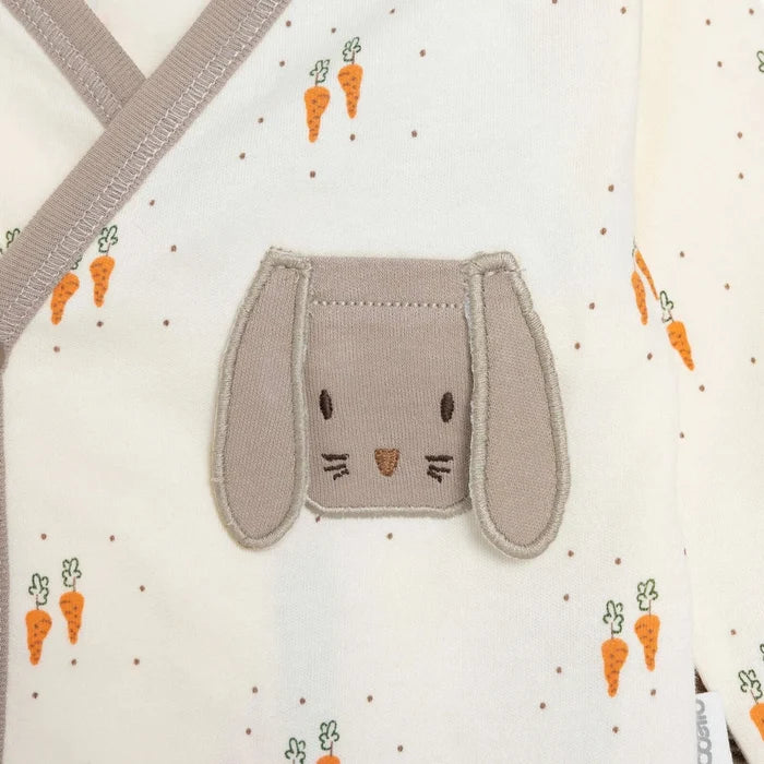 Bebetto Boys Vest Hat & Footed Bottom Set Animal Print Snap Fastening Baby Carrot Envelope Neck Full - Brown Brown - ebebek