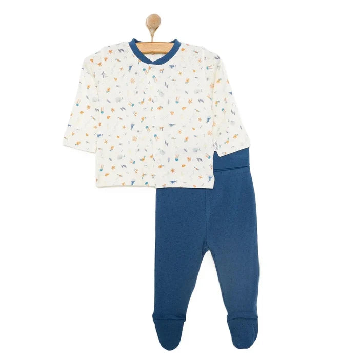 Bebetto Ship Boy Boy Cardigan - Footed Bottom - Navy Blue Navy Blue - ebebek