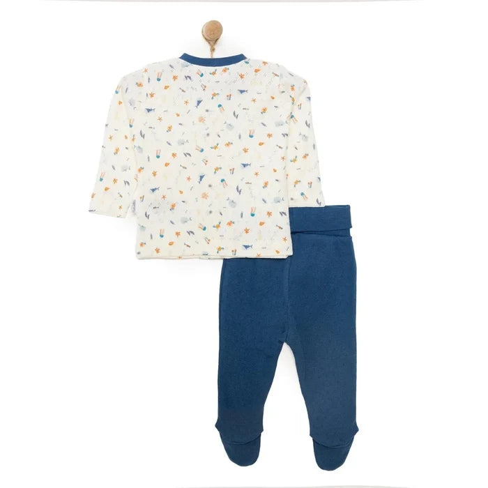 Bebetto Ship Boy Boy Cardigan - Footed Bottom - Navy Blue Navy Blue - ebebek