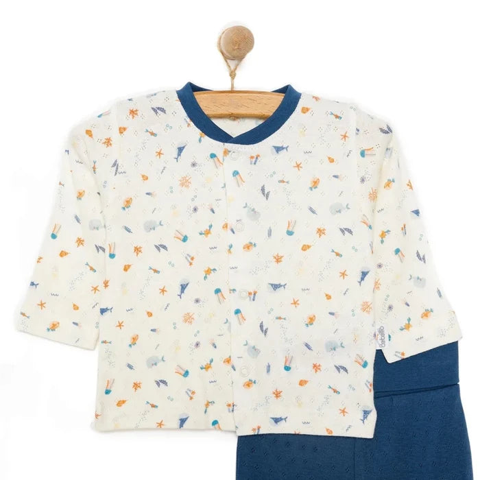 Bebetto Ship Boy Boy Cardigan - Footed Bottom - Navy Blue Navy Blue - ebebek