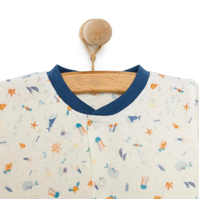 Bebetto Ship Boy Boy Cardigan - Footed Bottom - Navy Blue Navy Blue - ebebek