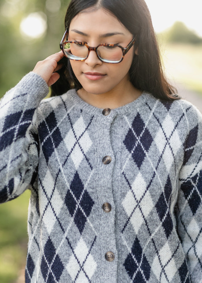 Bec Argyle Button Up Cardigan FF Layering Essentials