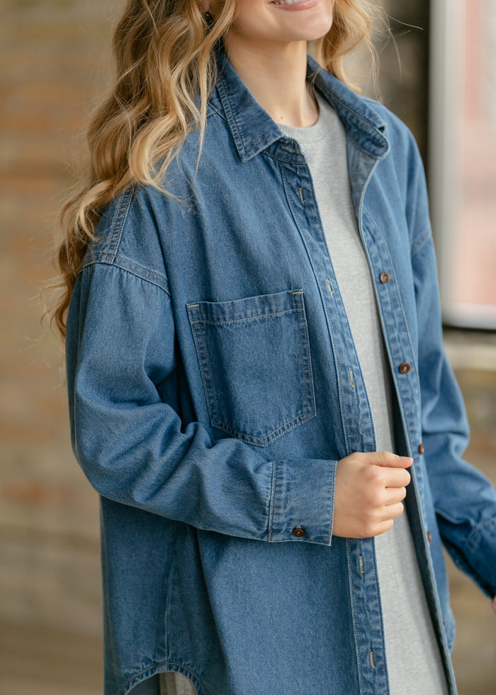 Betty Denim Button Up Top IC Tops