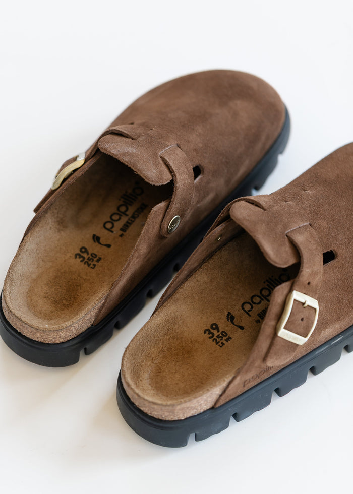 Birkenstock® Dark Tea Suede Boston Chunky Clog Shoes