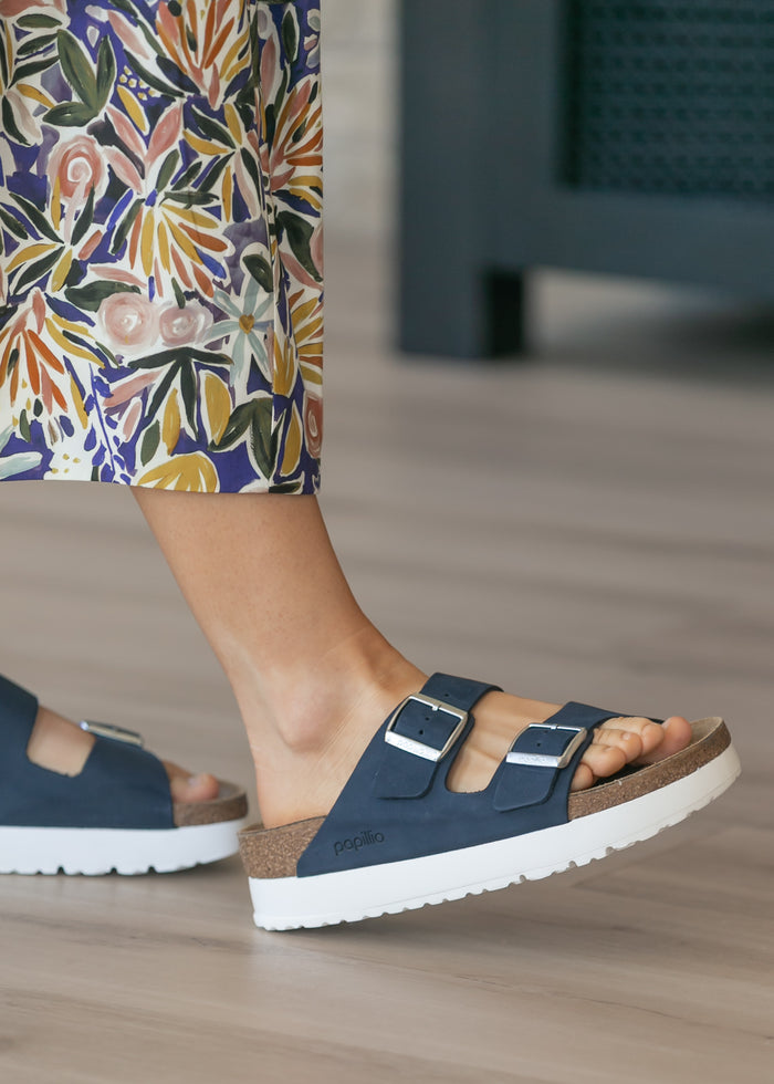 BIRKENSTOCK® Women's New Navy Arizona Platform Sandal Shoes