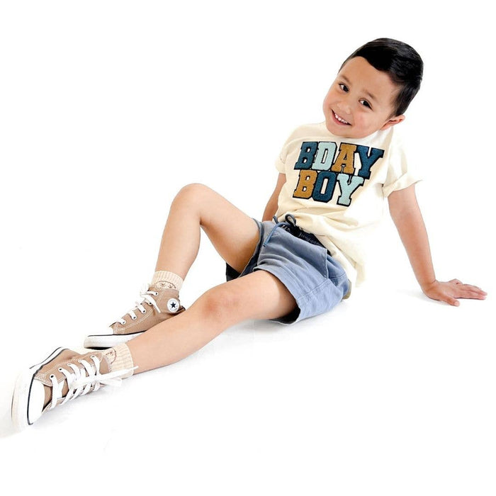 Birthday Boy Patch Short Sleeve T-Shirt - Natural - Kids