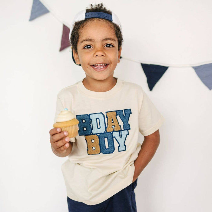 Birthday Boy Patch Short Sleeve T-Shirt - Natural - Kids