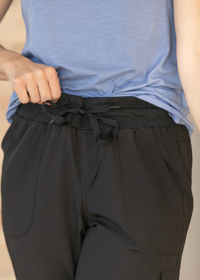Black Anywhere Cargo Capri FF Pants