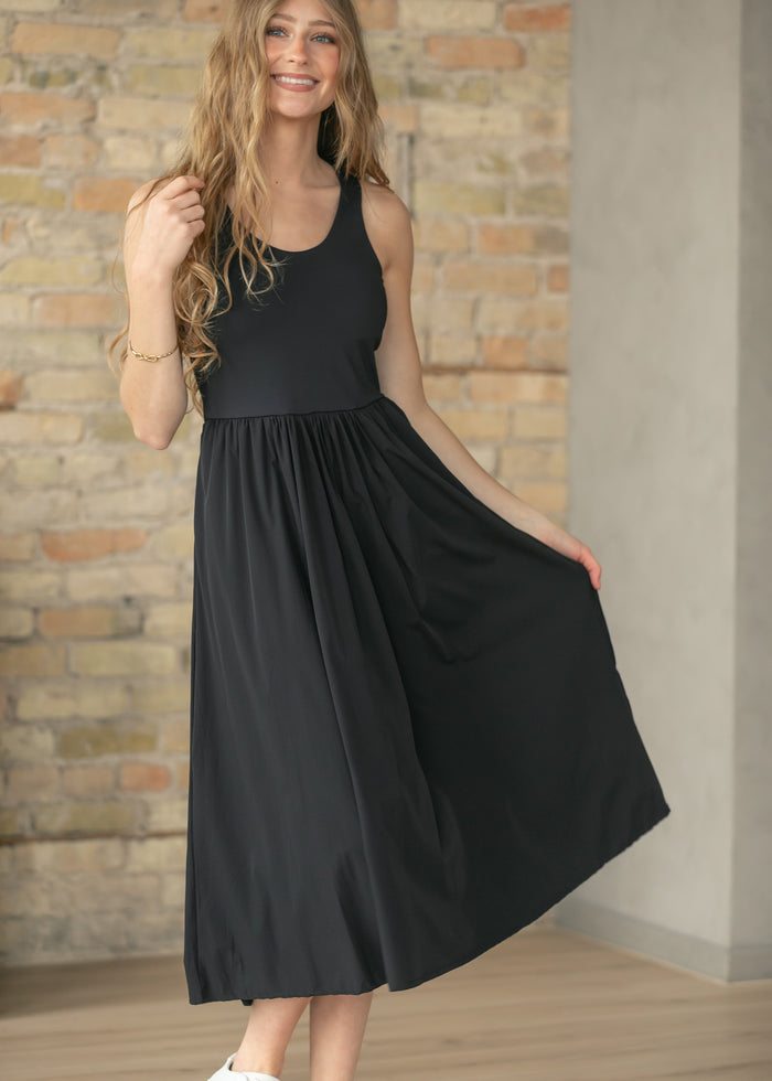 Black BreezeEase Rib Tank Midi Dress - FINAL SALE FF Dresses