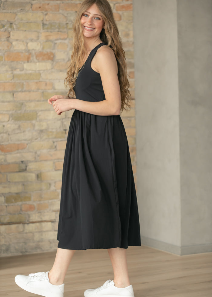 Black BreezeEase Rib Tank Midi Dress - FINAL SALE FF Dresses