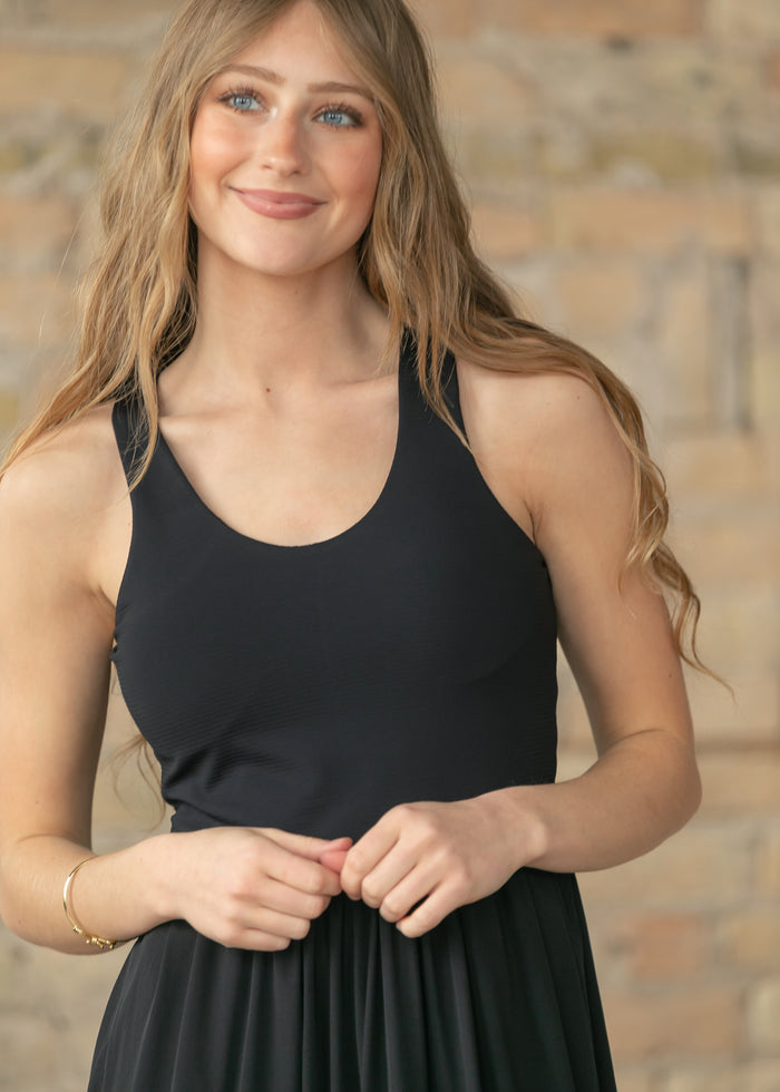 Black BreezeEase Rib Tank Midi Dress - FINAL SALE FF Dresses