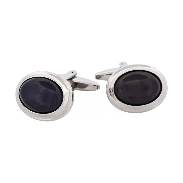 Black Cat's Eye Oval Cufflinks