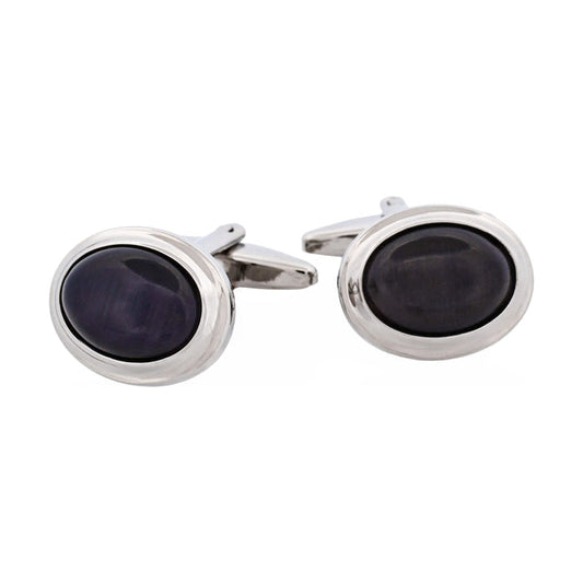 Black Cat's Eye Oval Cufflinks