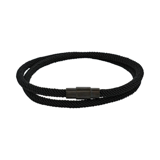Black Cord with Ion Plated Black stainless steel bracelet