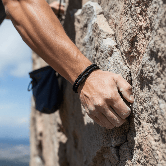 Black Cord with Ion Plated Black stainless steel bracelet
