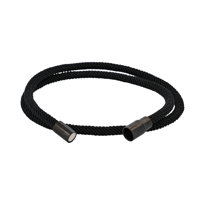 Black Cord with Ion Plated Black stainless steel bracelet