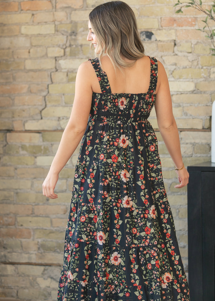 Black Floral Sleeveless Midi Dress FF Dresses