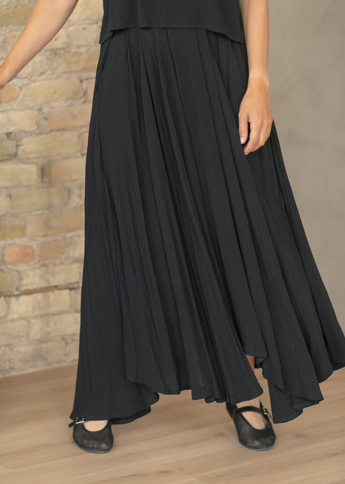 Black Gauze Maxi Skirt & Top Set FF Tops