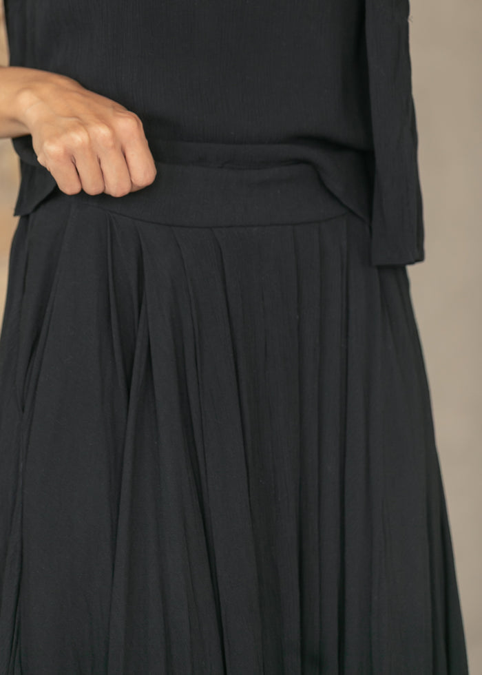 Black Gauze Maxi Skirt & Top Set FF Tops
