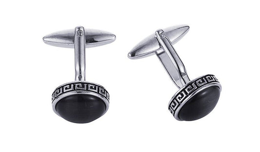 Black Greek Key Cufflinks