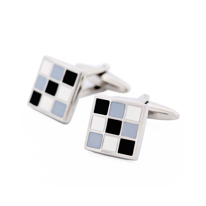 Black & Grey & White Enamel Cufflinks