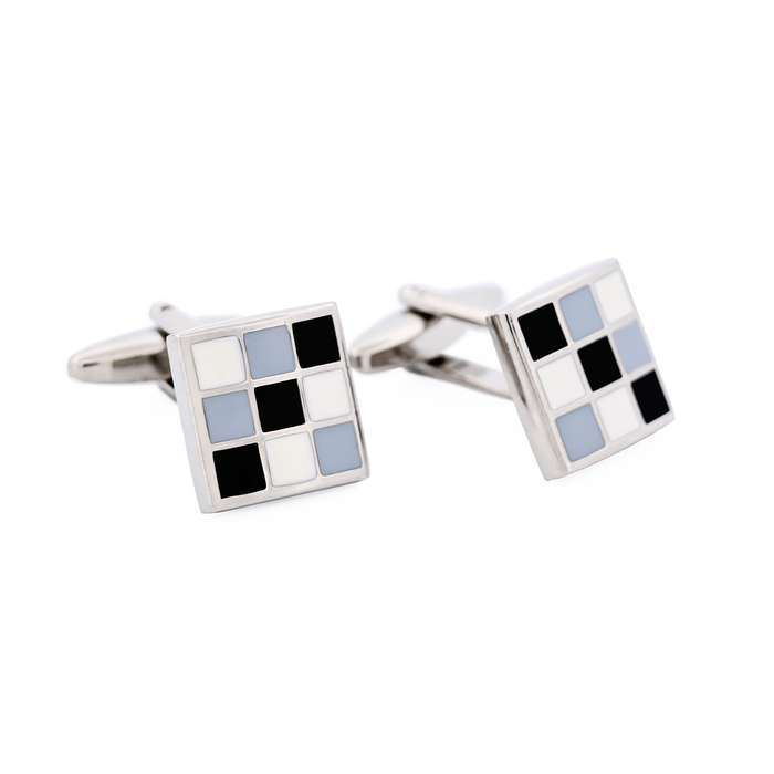 Black & Grey & White Enamel Cufflinks