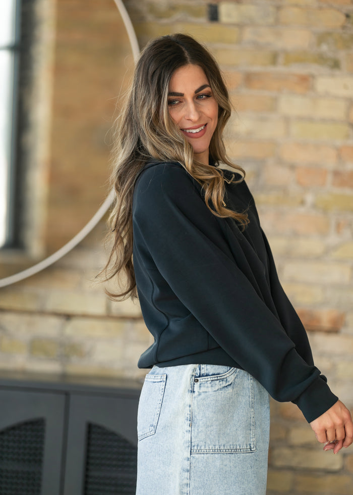 Black Laguna Half Zip Pullover FF Tops