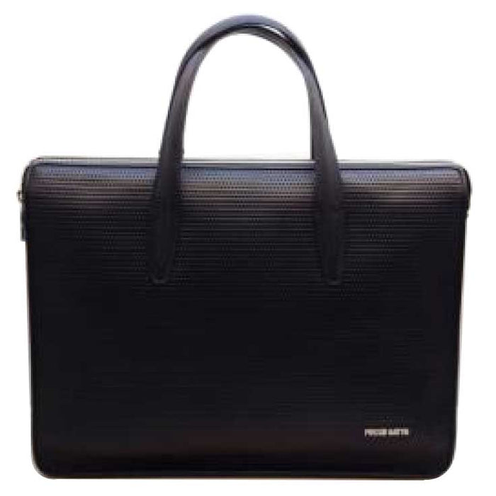 Black Leather Basketweave Tote Bag