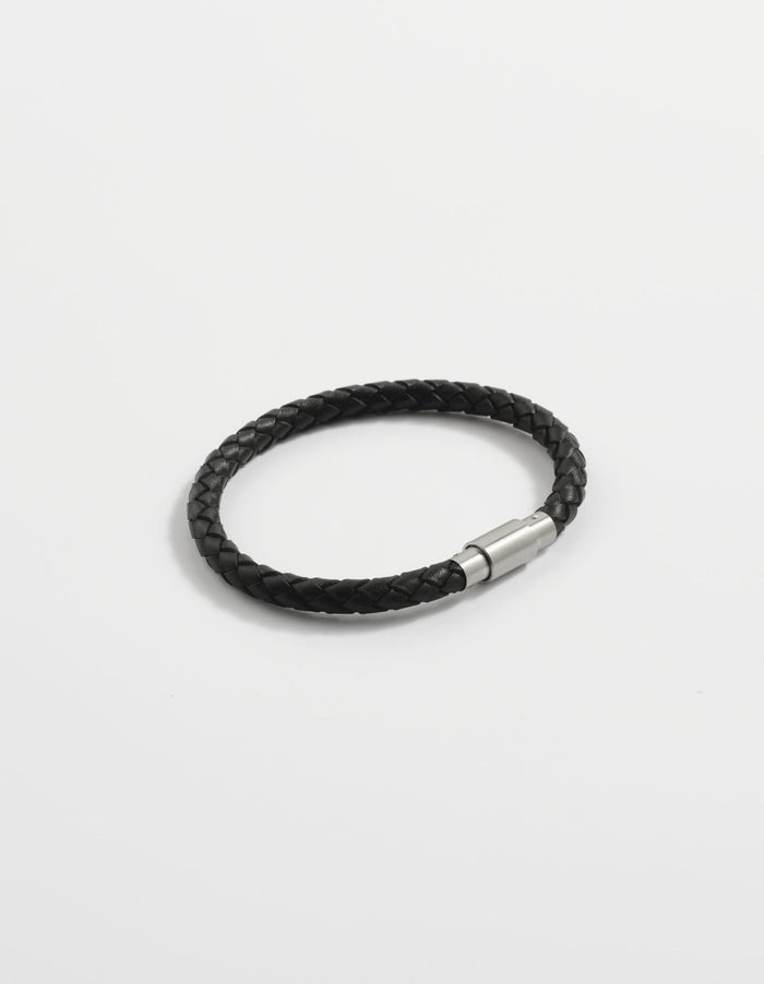 Black Leather beaded Bracelet