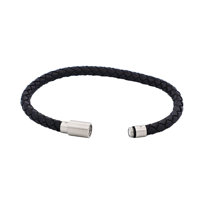 Black Leather /Stainless Steel Bracelet