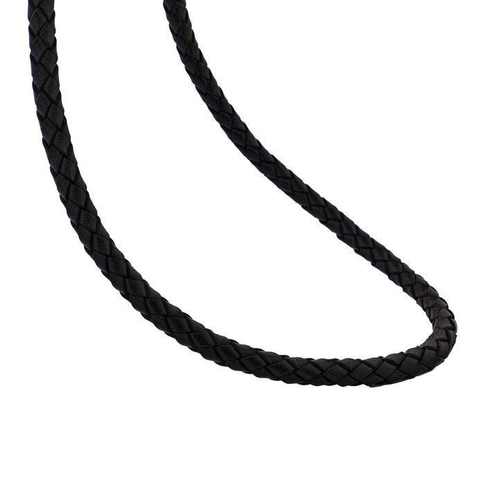 Black Leather/Stainless Steel Neck Chain