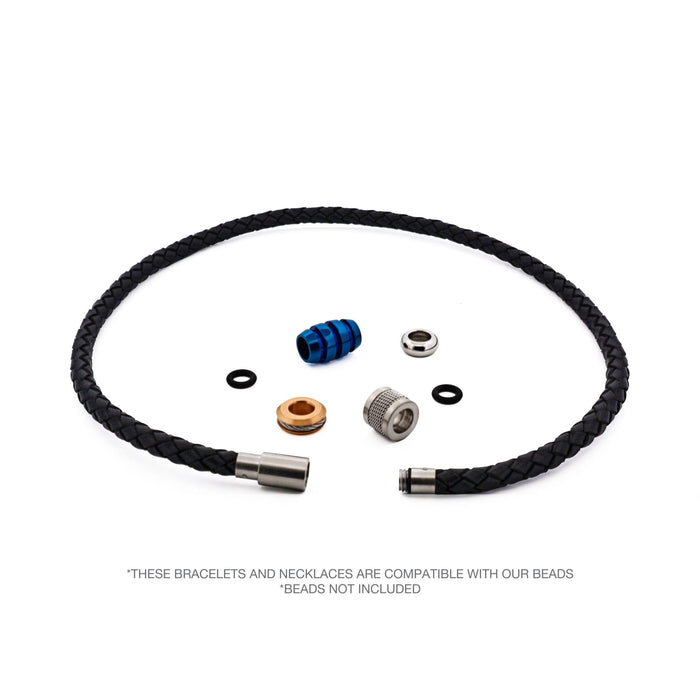 Black Leather/Stainless Steel Neck Chain