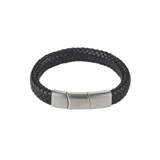 Black Leather/Steel Bracelet