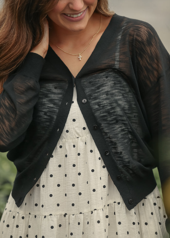 Black Lightweight V Neck Cardigan FF Layering Essentials
