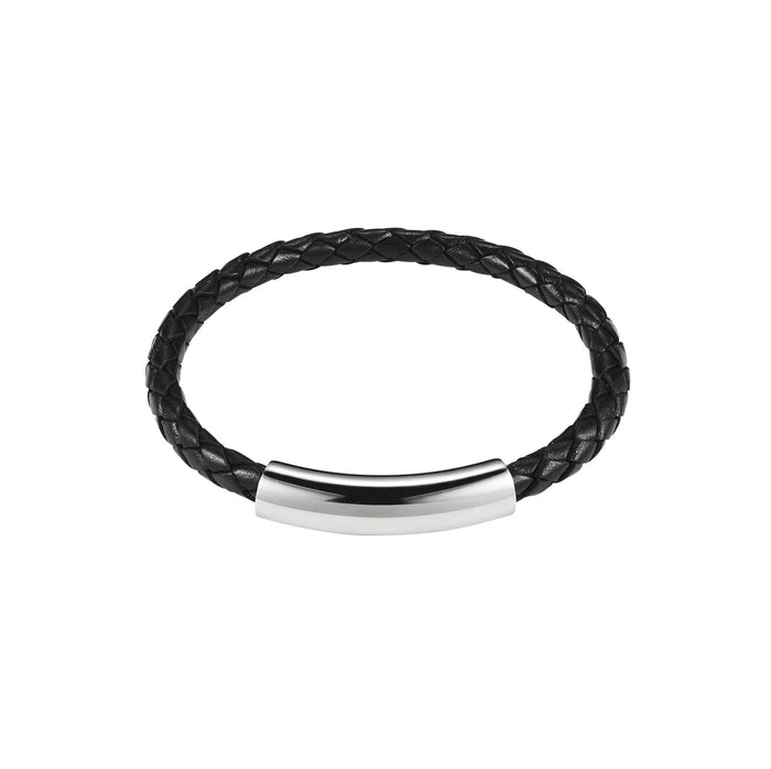 Black Platted Leather Bracelet
