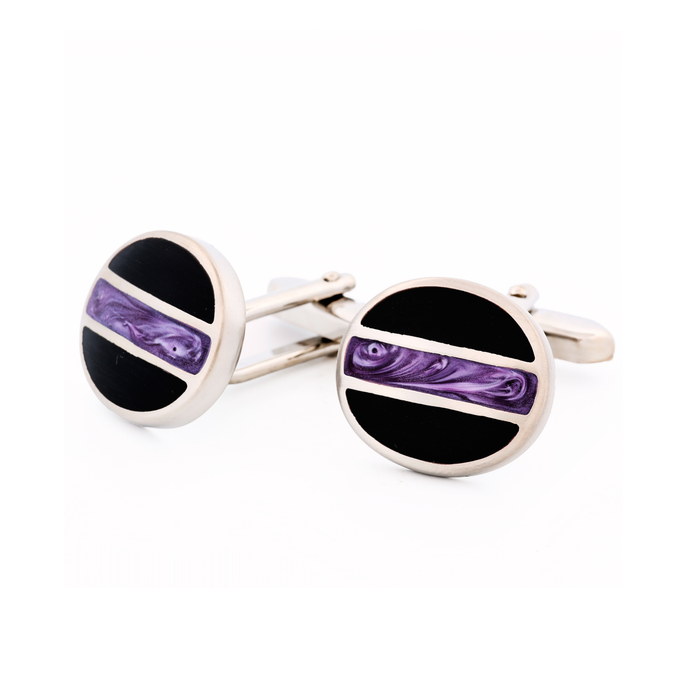 Black Purple Oval Cufflinks